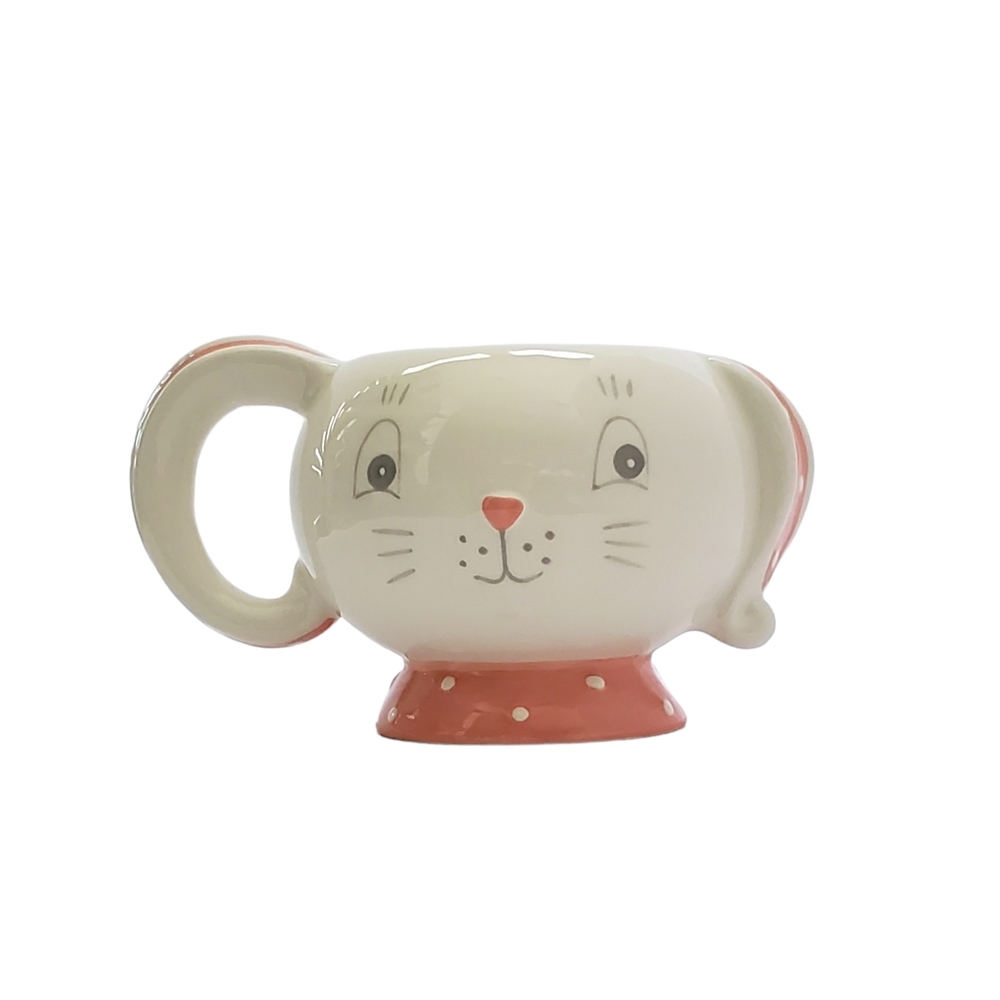 Johanna Parker Transpac Springtime White & Pink Ceramic Bunny Rabbit Mugs
